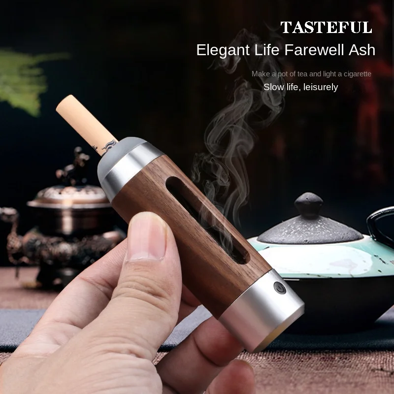 Walnut car ashtray handmade environmental Driving cigarette holder Anti fly ash Portable Creative ashtray Smoking Accessories