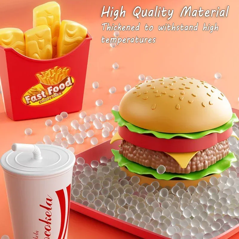 Kid Kitchen Toy Set Simulation Make Hamburger Pizza Fries Pretend Play Food Cooking Cutting Game Montessori Interactive Toy Gift 5