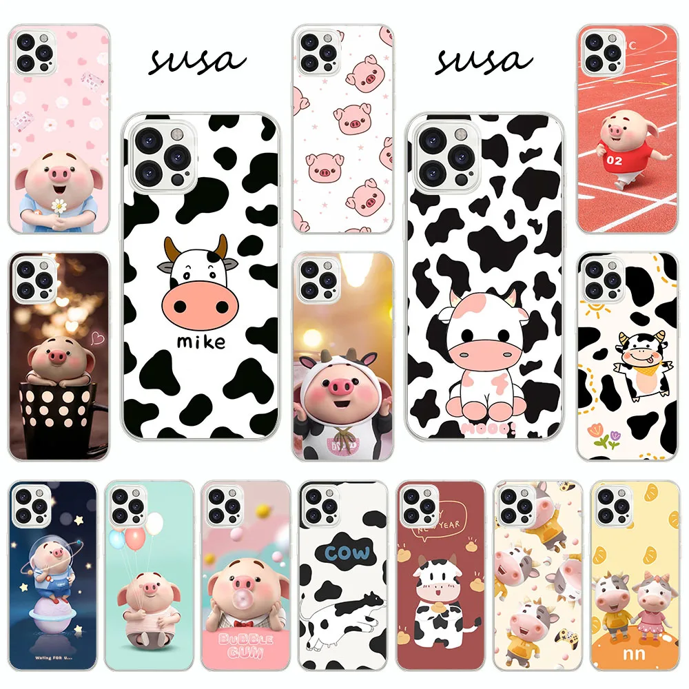 Custodia Morbida Per Realme Narzo 50 50A C17 9 10 Prime Pro Plus Lk-40 Little Pig Cow Print