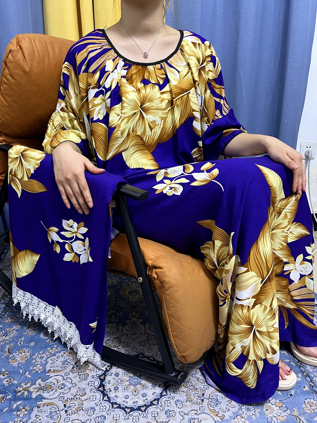 Muslim Abayas For Women 2023 Dubai Floral Printed Cotton Loose Femme Robe African Nigeria Islam Dress With Big  Lace Shawl Scarf