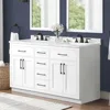 60" Double Undermount Sink Bathroom Vanity with Cultured Marble Countertop, Backsplash Included, 4 Doors 5 Drawers and Power Bar 1
