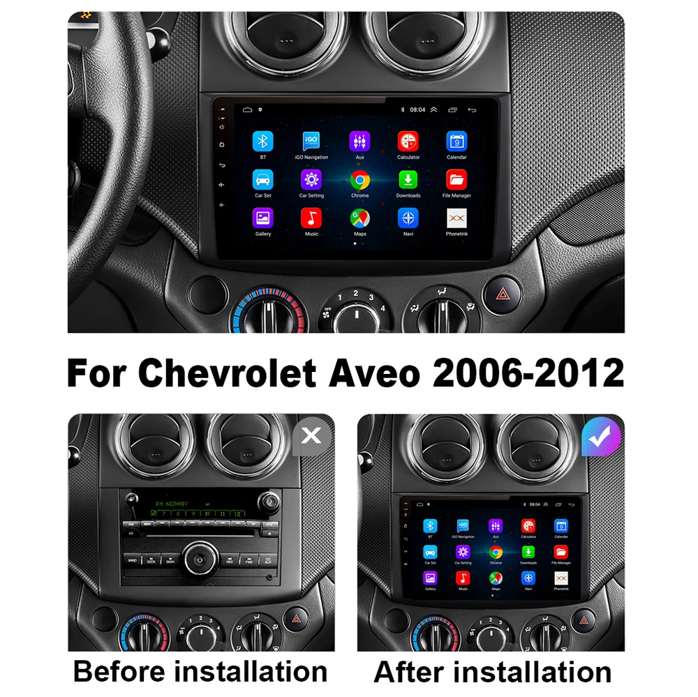 Android 16 autoradio navegación GPS reproductor Multimedia 4G + WiFi Carplay Video 2din para Chevrolet AVEO T250 2006 - 2012 2