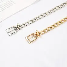 

Hip Hop Waist Strap Thick Chain Long Pendant Pin Buckle Waist Belt Metal Chain Women Belt Tassel Belt Gold Silver Waist Chain