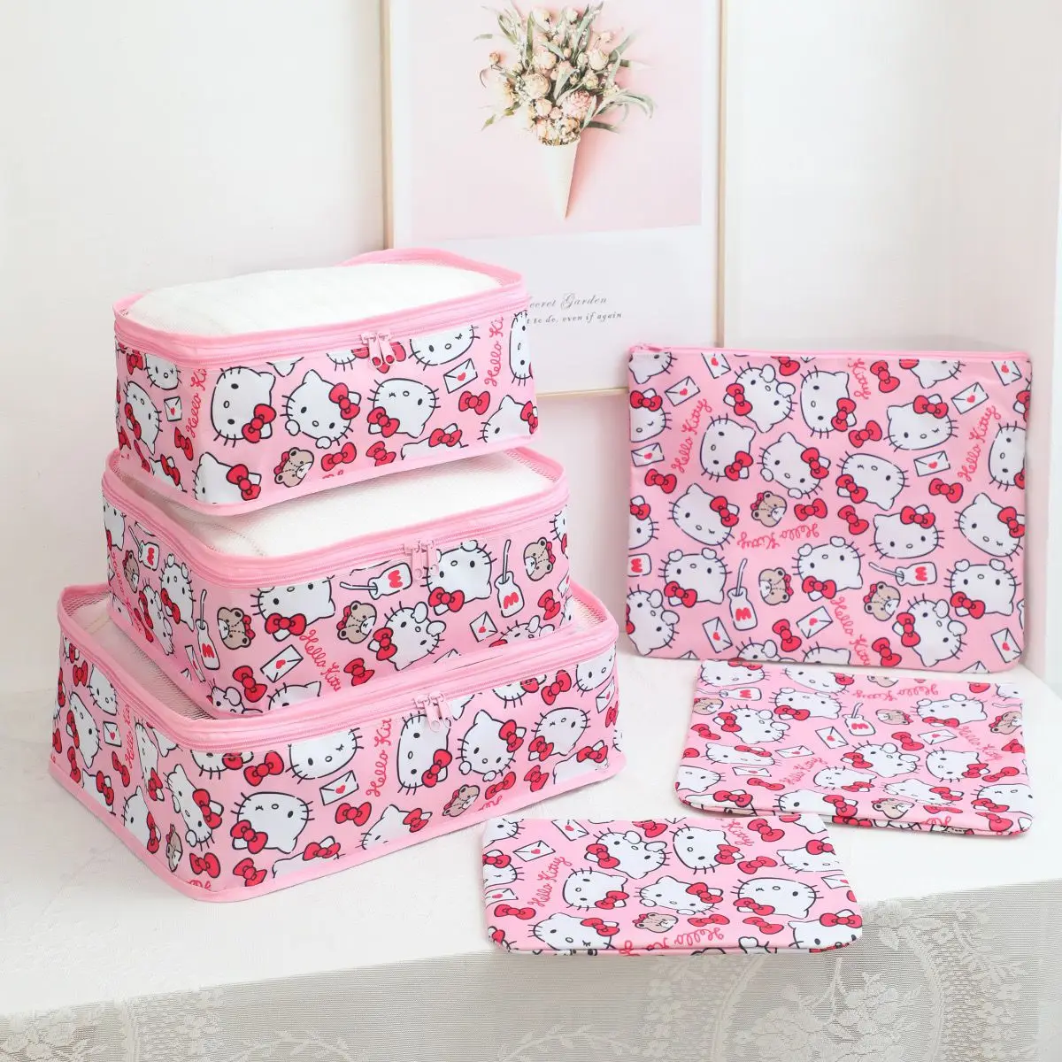 6pcs organizer storage bag Sanrio hello kitty handbag cute  display picture 1