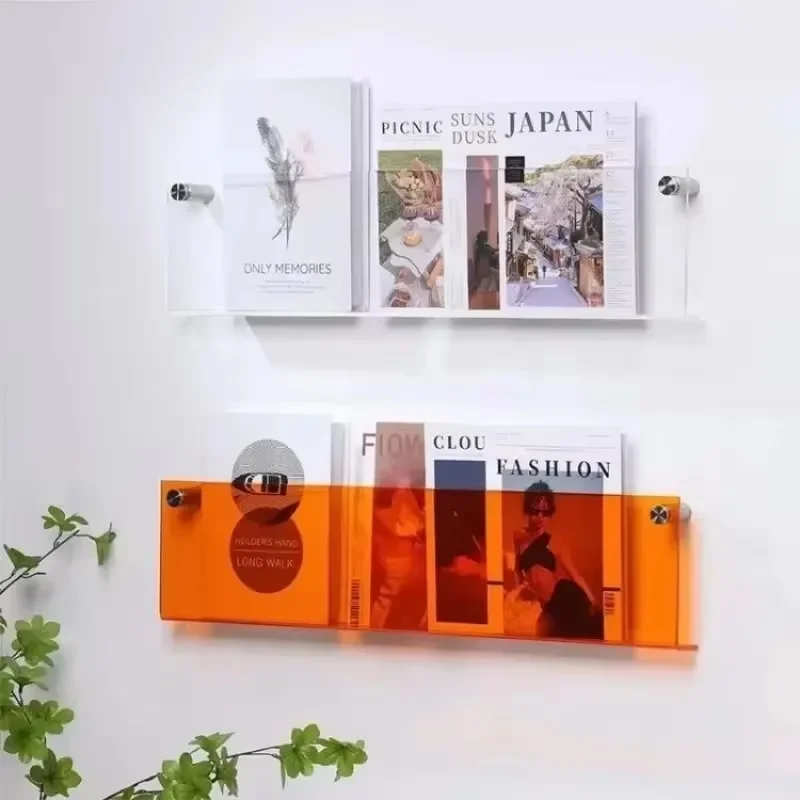 Acrylic Wall Mounted Bookshelf Thick 3mm Floating Shelves Coating for Office Living Room Display Ultra-Clear Modern Home Decor