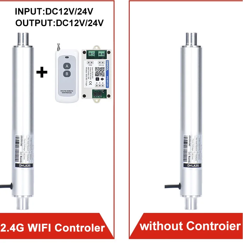 600mm Stroke Electric Linear Actuators Kit With RF Motor Controller 433hz Remote DC12V 24V 2500N Reciprocate Straight Pen Type