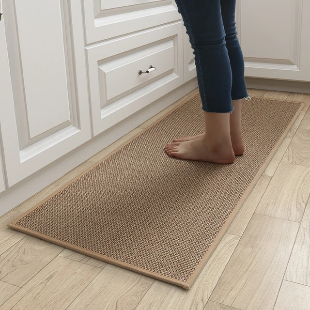 Tappetino da cucina intrecciato in lino fondo in gomma Design antiscivolo  tappetino di protezione per pavimento da cucina assorbente d'acqua -  AliExpress