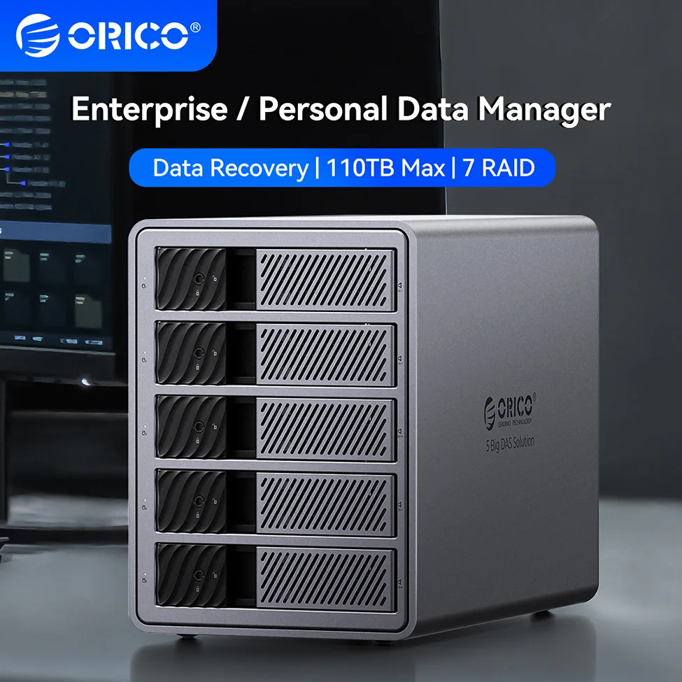 ORICO 하드 드라이브 도킹 스테이션 7 RAID 2.5/3.5SATA HDD SSD 인클로저 150W USB 3.0 5Gbps DAS 알루미늄 쿨링 팬 (PC/노트북용)