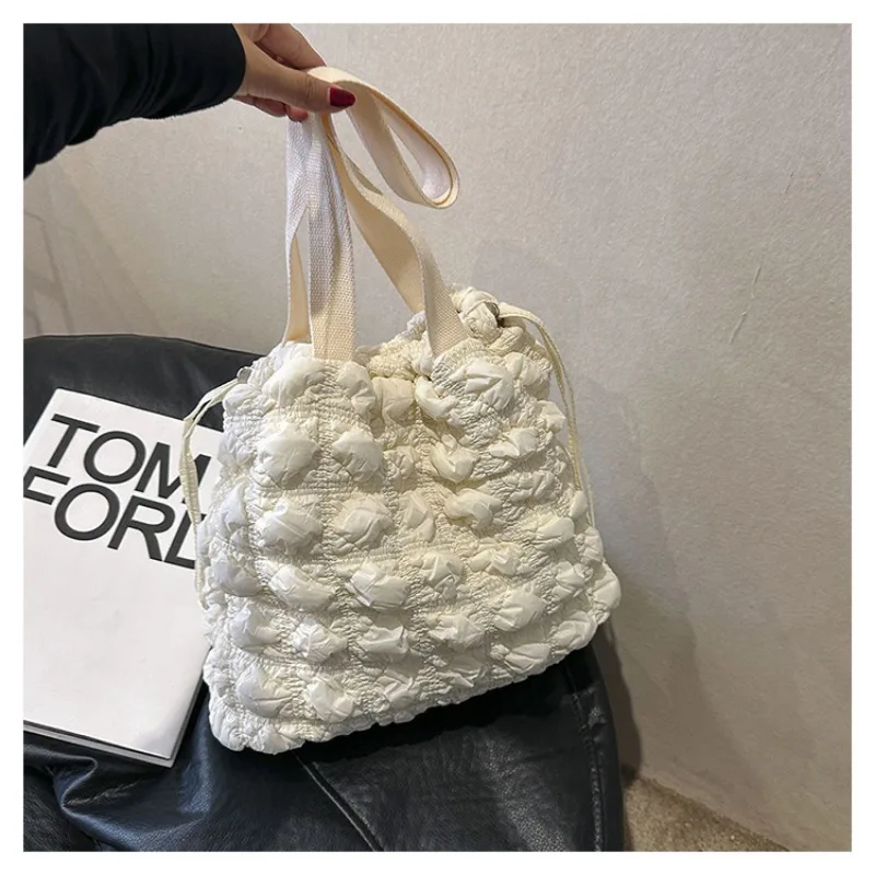 Shoulder Bag New Korean Style Fashion Cloud Diamond Lattice Tote Casual Shopping Large Capacity Daily Commuter Sweet Handbag