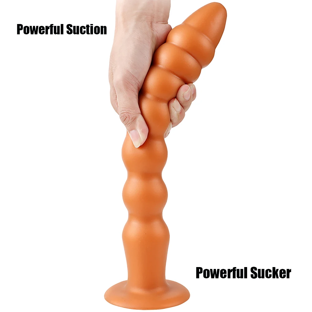 Dildo E Plug Anal De Silicone Com Segmentos Arredondados - JIUAI