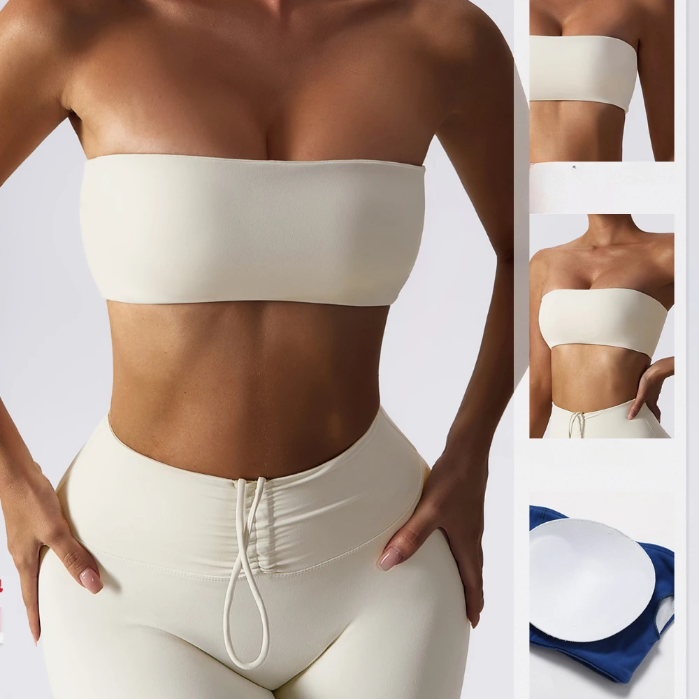 

Цельный Телесный бюстгальтер без бретелек, невидимый бюстгальтер для йоги, Спортивное нижнее белье, противоскользящий бюстгальтер, нижнее белье, топ для фитнеса, обтягивающая одежда для йоги