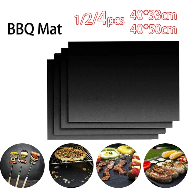 1/2/4Db Bbq Mat Barbecue Grill Non Stick Pad Újrahasznosítható Főzőlap Kültéri Piknik Party Grillező Szőnyegű Kiegészítők