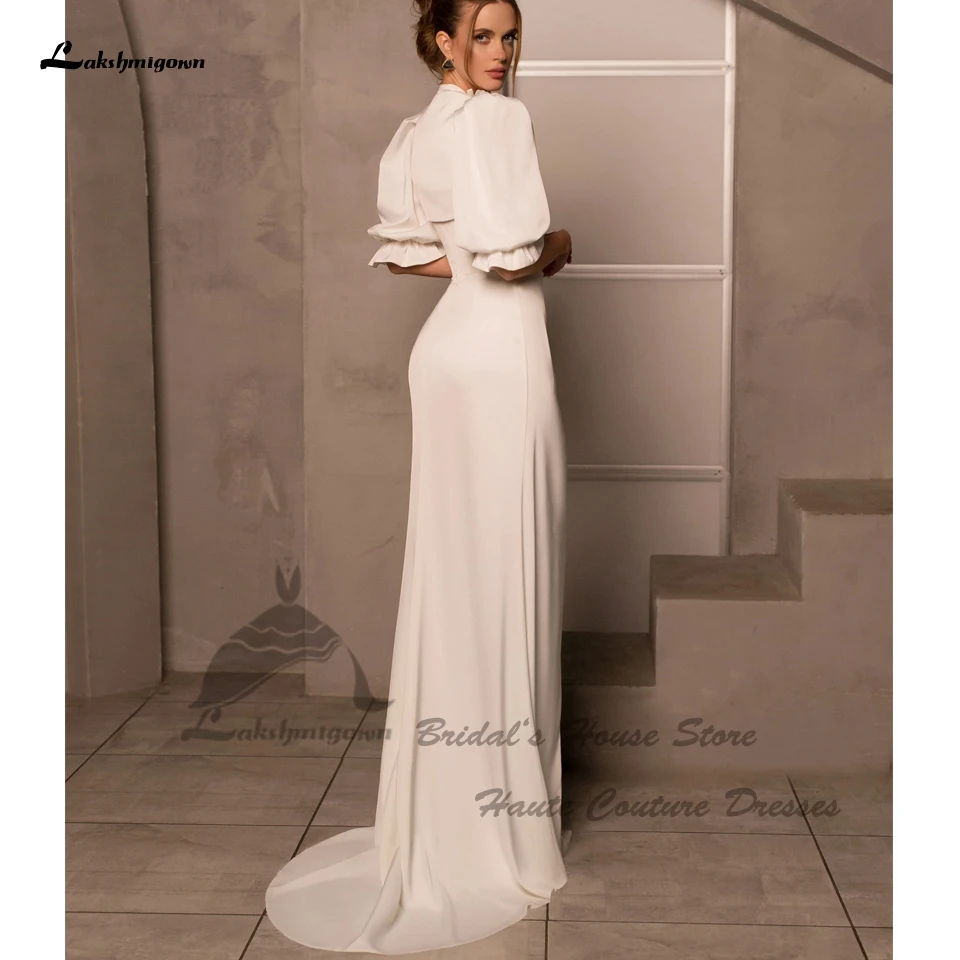 

Lakshmigown Elegant Crepe Mermaid Beach Wedding Dresses With Bolero 2024 Sexy Women 2 Pieces Bride Gowns Side Split