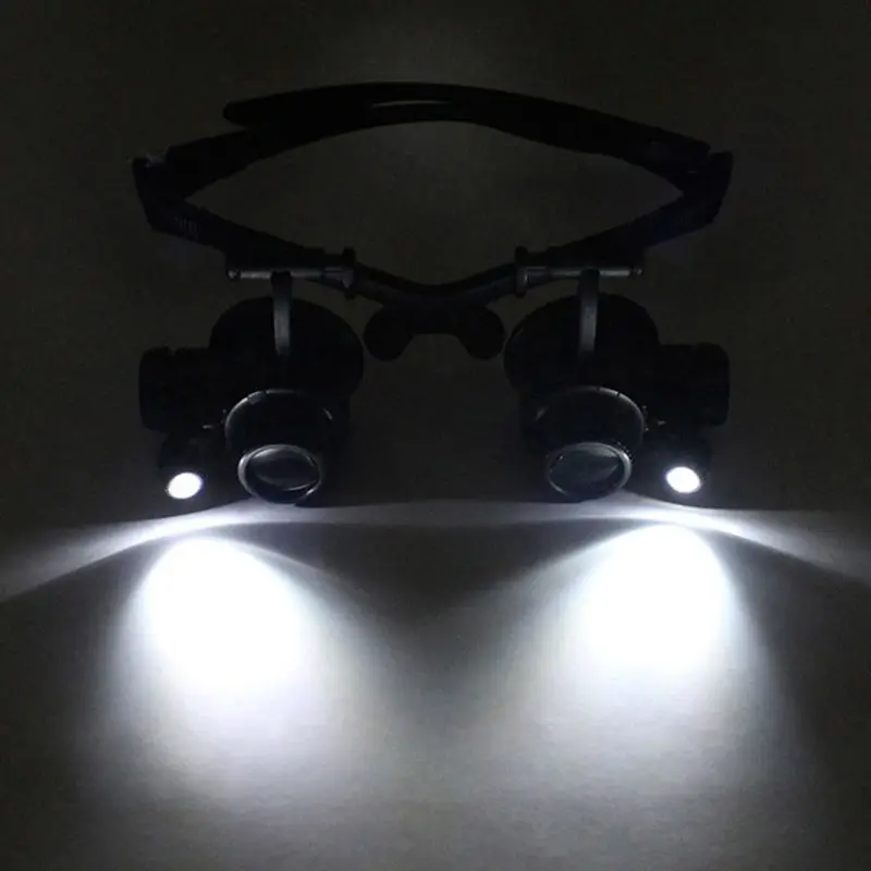 

Magnification Lenses Wear Double Glasses Led Repair Eyeglasses Type Headwear Magnifier With 2 LED 6 Interchangeable Lens