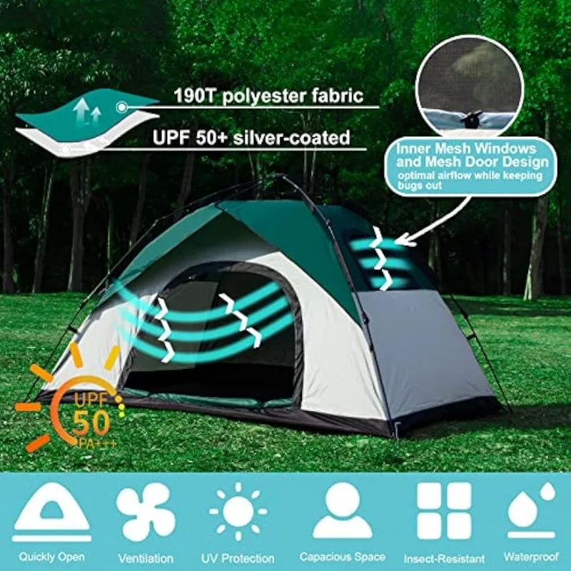 anngrowy Camping Tent 2/4 Person Instant Family Tent Up Tents for Camping Waterproof Portable Hiking Camp Lightweight Tent 3 anngrowy Camping Tent 2/4 Person Instant Family Tent Up Tents for Camping Waterproof Portable Hiking Camp Lightweight Tent 3