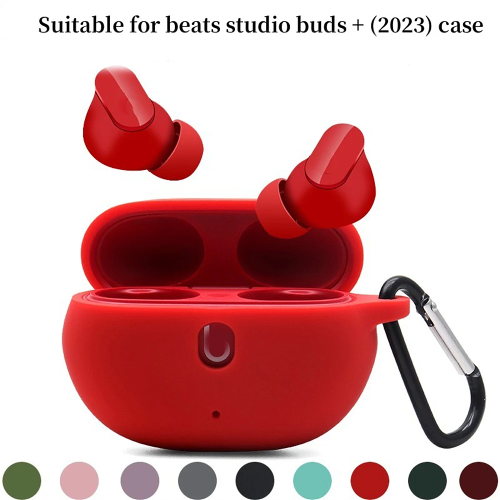 

Cover For Beats Studio Buds Case With Keychain For 2023 New Beats Studio Buds+ Silicone Case Anti-Lost Shockproof Protector Case