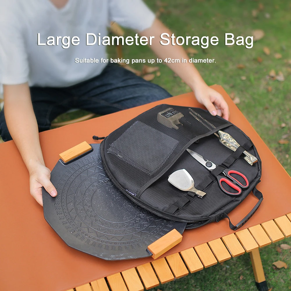 Barbecue Plate Tote Bag Oxford Cloth Storage Pouch for Beach Picnic Camping Cookware Storage