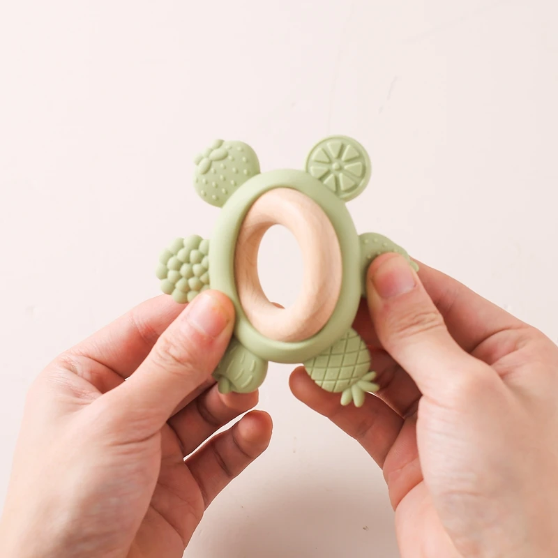과일 실리콘 티더 나무 티더 링, BPA 프리 실리콘 레몬 배 티더 용품, 젖니 장난감, 선물, 1PC