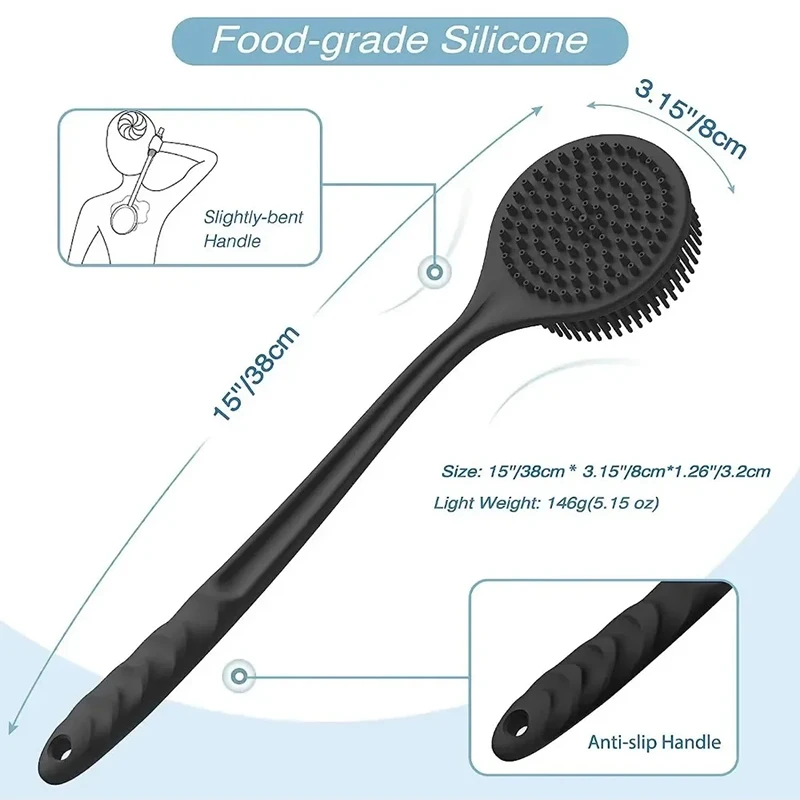 Bath Soft Back Scrubber Brush Bath Shower Sponge Scrubbing Brush With Handle Exfoliating Scrub Skin Massager Bath Supplies 2025 6