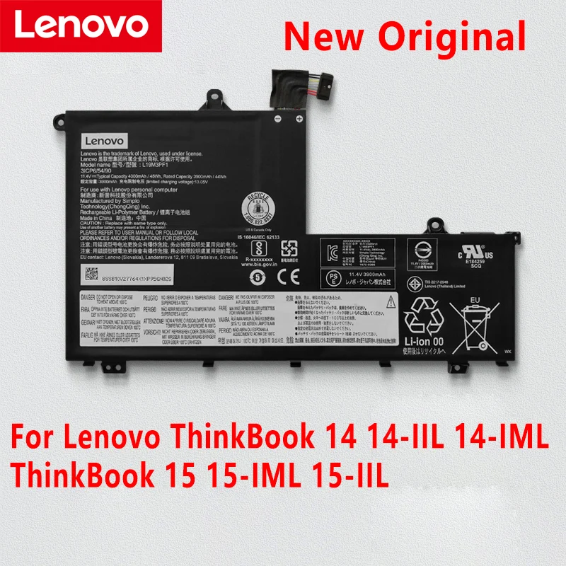 Nova Bateria do Laptop Original para Lenovo Thinkbook 14 14-iil 14-iml Thinkbook 15 15-iml 15-iil L19m3pf1 L19d3pf1 L19l3pf1 L19c3pf1