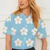 Short-sleeved shirt summer lapel women's tops flower pattern design suitable for going out casual women's fashion 1