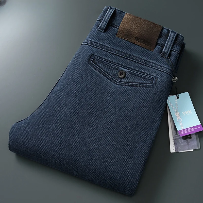 Men's Straight Leg Jeans Streetwear Blue/Black Casual Loose Fit Thick Denim Mid-Rise Trousers for Spring Sizes 40-44 men jeans mens jeans jeans trousers denim trousers mens casual trousers