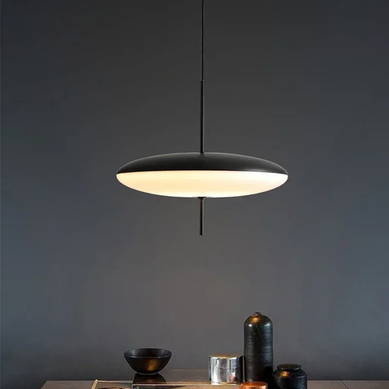 Modern Simple Astep Pendant Light Restaurant Living Lamp Bedroom Study Bar LED Lamp Black And White UFO Chandelier 3