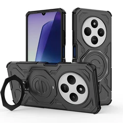 Shockproof Armor Phone Case with Magnetic Holder - Compatible with Xiaomi Redmi 14C for Redmi 14C 4G 5G (HK20 - Black)