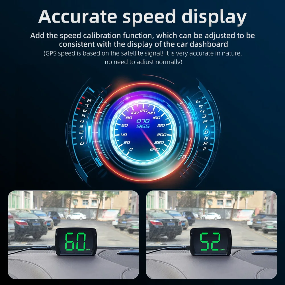 LED HEAD-UP Display GPS OBD 2 HUD Digital Speedometer Km/H or MPH