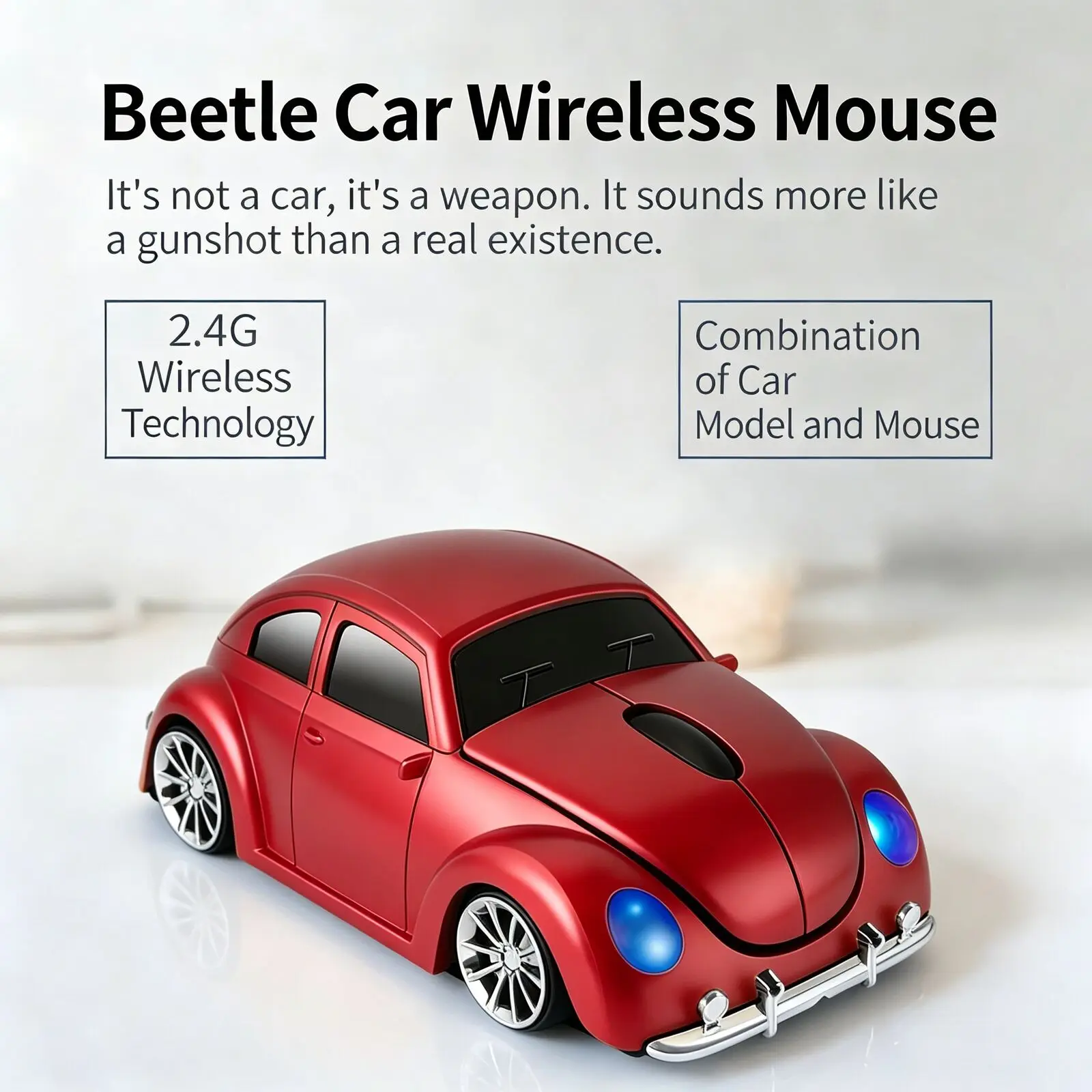 귀여운 VW 비틀 자동차 모양 무선 마우스 2.4G 1600 DPI 3D 인체공학적 게이밍 사무용 마우스 PC 노트북 컴퓨터 선물용