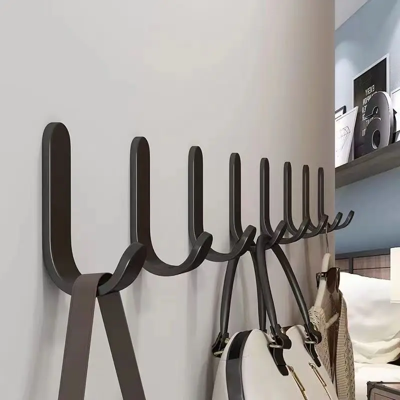 6Pcs Self Adhesive Strong Wall Hooks Towel Hook Door Hanger Key Bag Coat Hook Holder Kitchen Bathroom Accessories Home Organizer 1