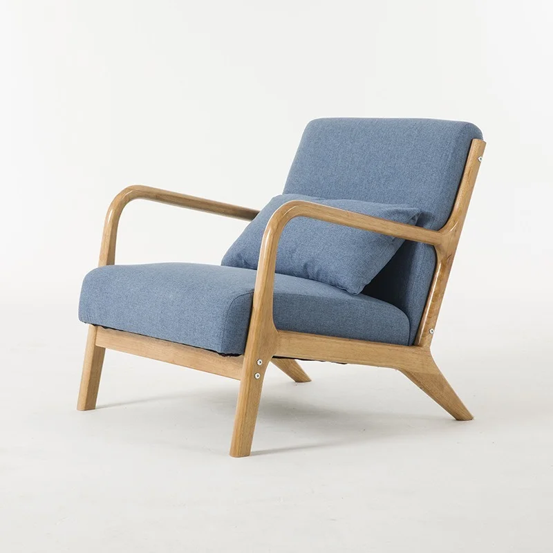 Lazy Sofa Nordic Single Sofa Chair Simple Balcony Home Fabric Milk Tea Shop Solid Wood Leisure Sofa Sofas for Living Room Sofas