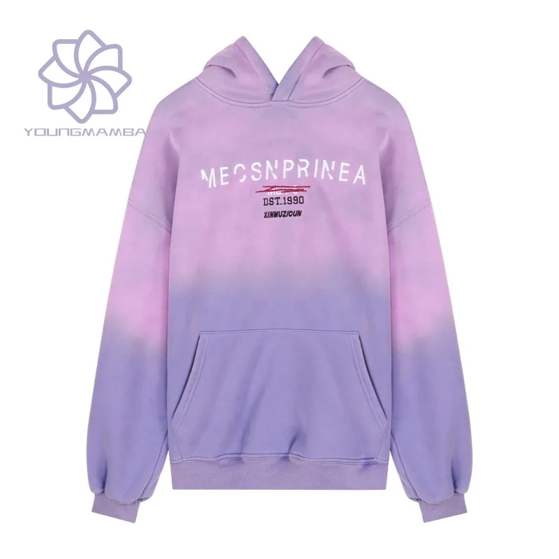 

American Retro Hooded Sweatshirts for Women Autumn and Winter Thickened Casual Gradient Color Hoodies Chic