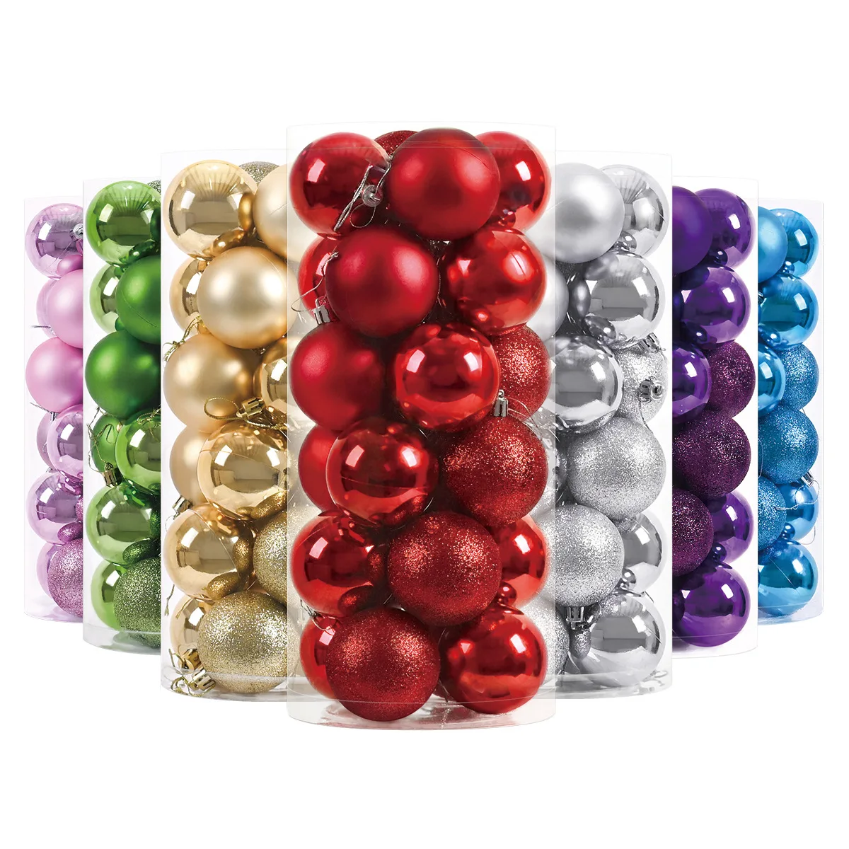 24 palline di Natale da 60 mm, palline grandi per albero di Natale, ornamenti infrangibili in plastica glitterate, palline natalizie, decorazioni da appendere per l'albero di Natale, festività