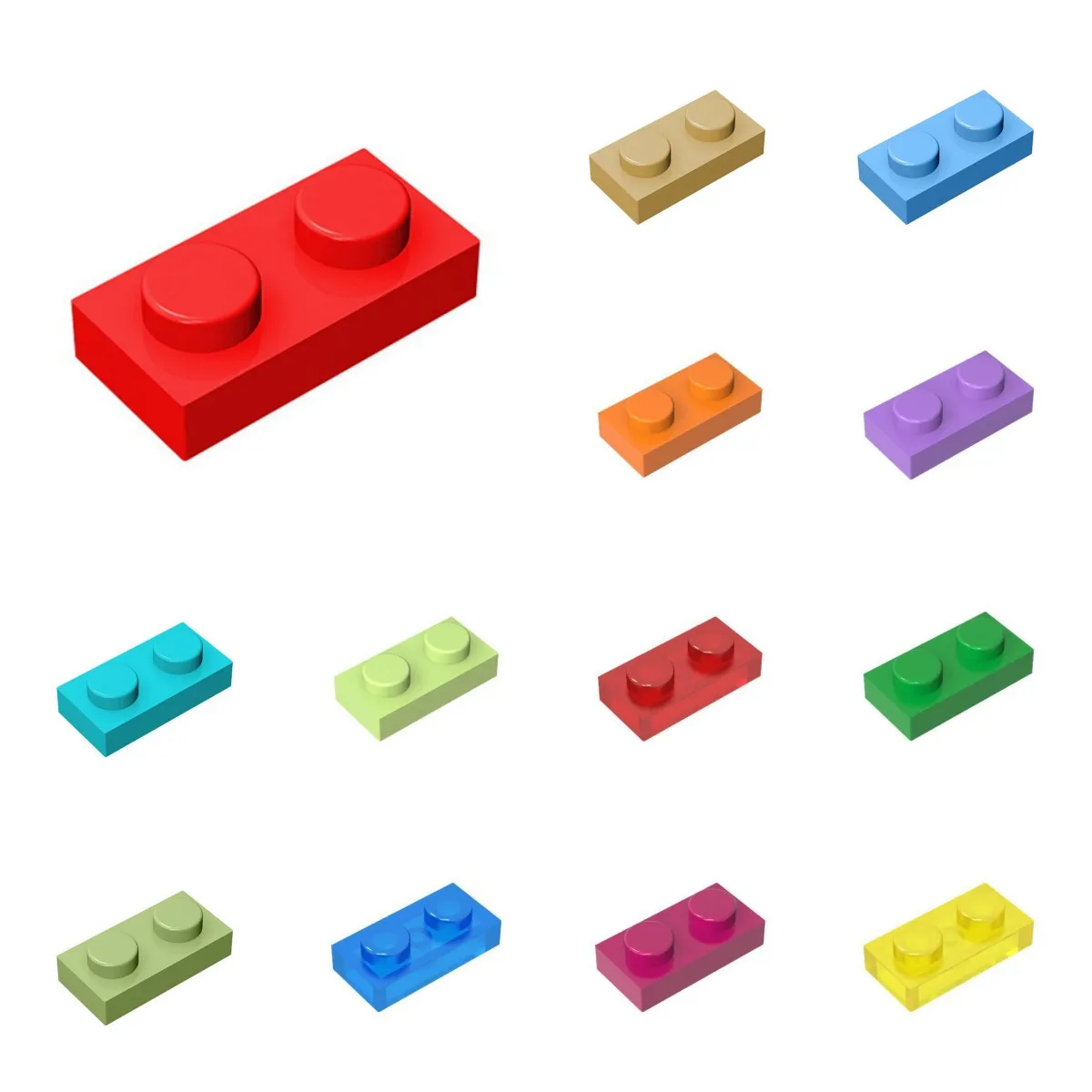 50 Stück 3023 1x2 Punkt Bausteine Spielzeug für Kinder Kompatibel mit Montage High-Tech Geschenk DIY MOC