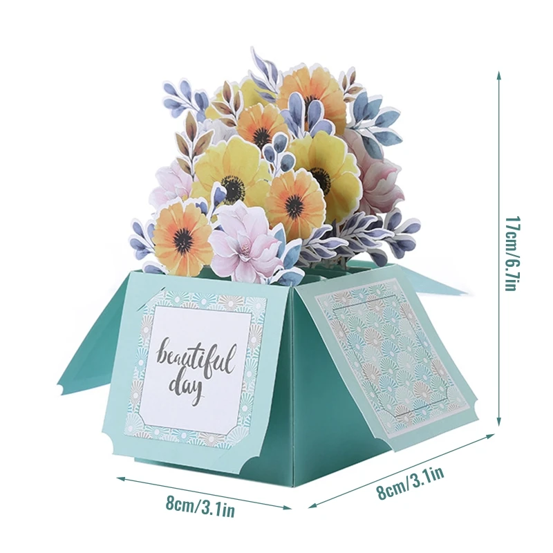Bouquet di fiori di carta, 3D fiori pop-up bouquet biglietti di auguri per donne, moglie, mamma e amante della festa della mamma (margherite
