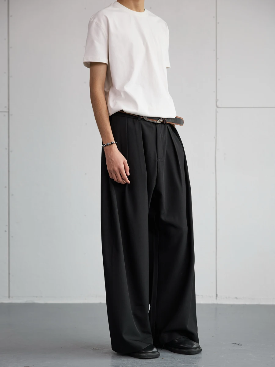 Water Wednesday Off-Du Spring 2025 Men's Casual Loose Straight Leg Pants Couple's Long Trousers Polyester Blend Youth Faion