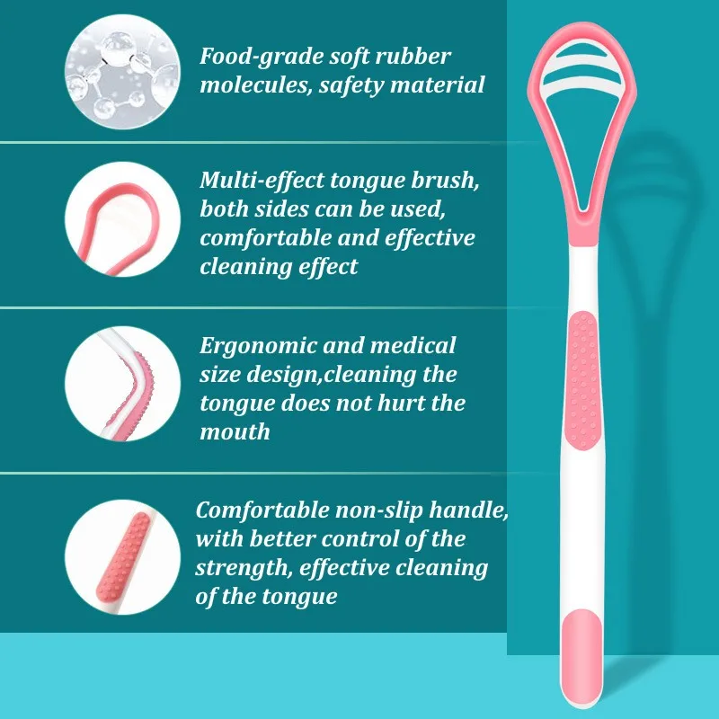 

Tongue Scraper Cleaner for Adults Surgical Grade Eliminate Bad Breath Silicone Cleaning Tongue Scarper Brush Dental Kit
