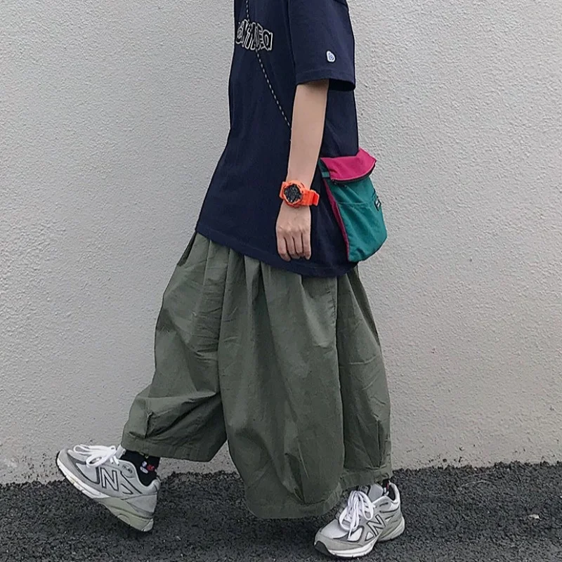 

High Waist Lantern Pants Women's Autumn Ulzzang Harajuku Street Unisex Elastic Lanterns Super Loose Wide Leg Skirt Pants
