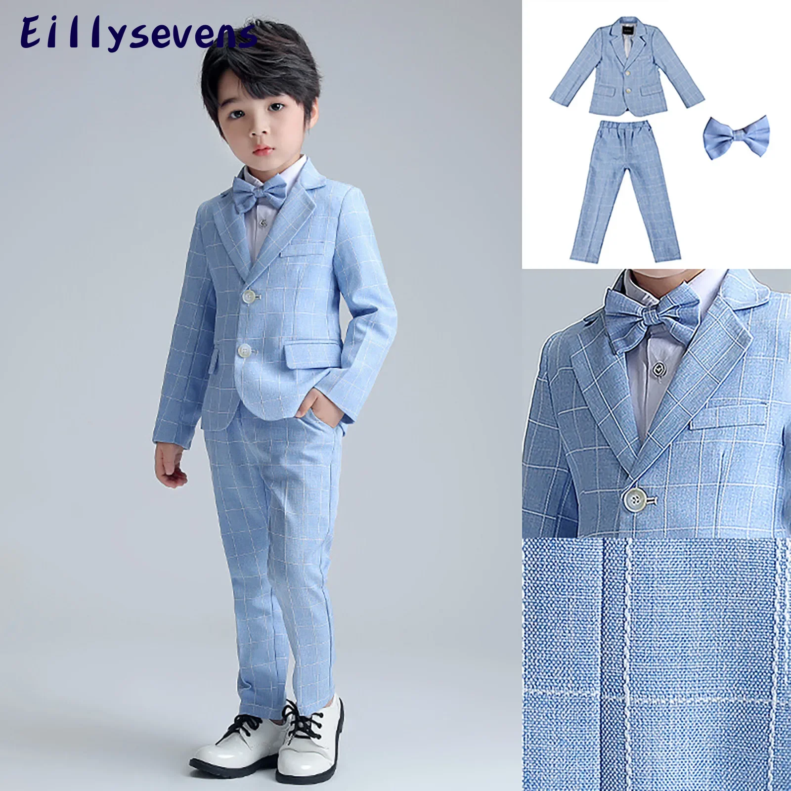 Classic Kids Piano Clothing Sets Formal Checkered Baby Boy Wedding Suits Dresses Children Festive Costume Elegant School Uniform