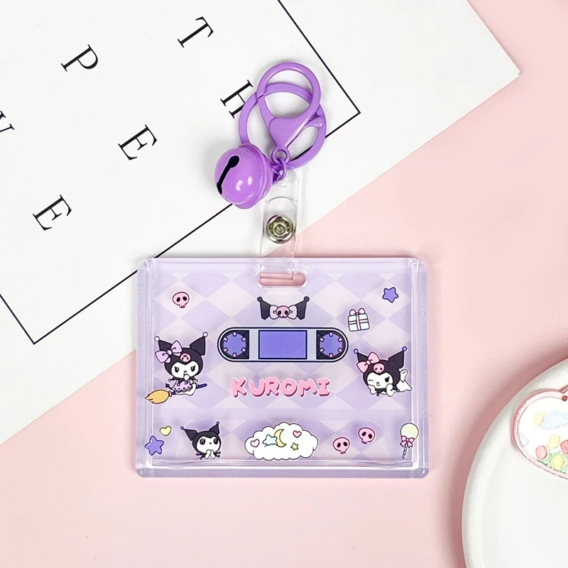 New Cute Cartoon Characters Acrylic Card Holder Kpop Album Bus Card Bank ID Card Protective Display Sleeves Students Bag Pendant 4