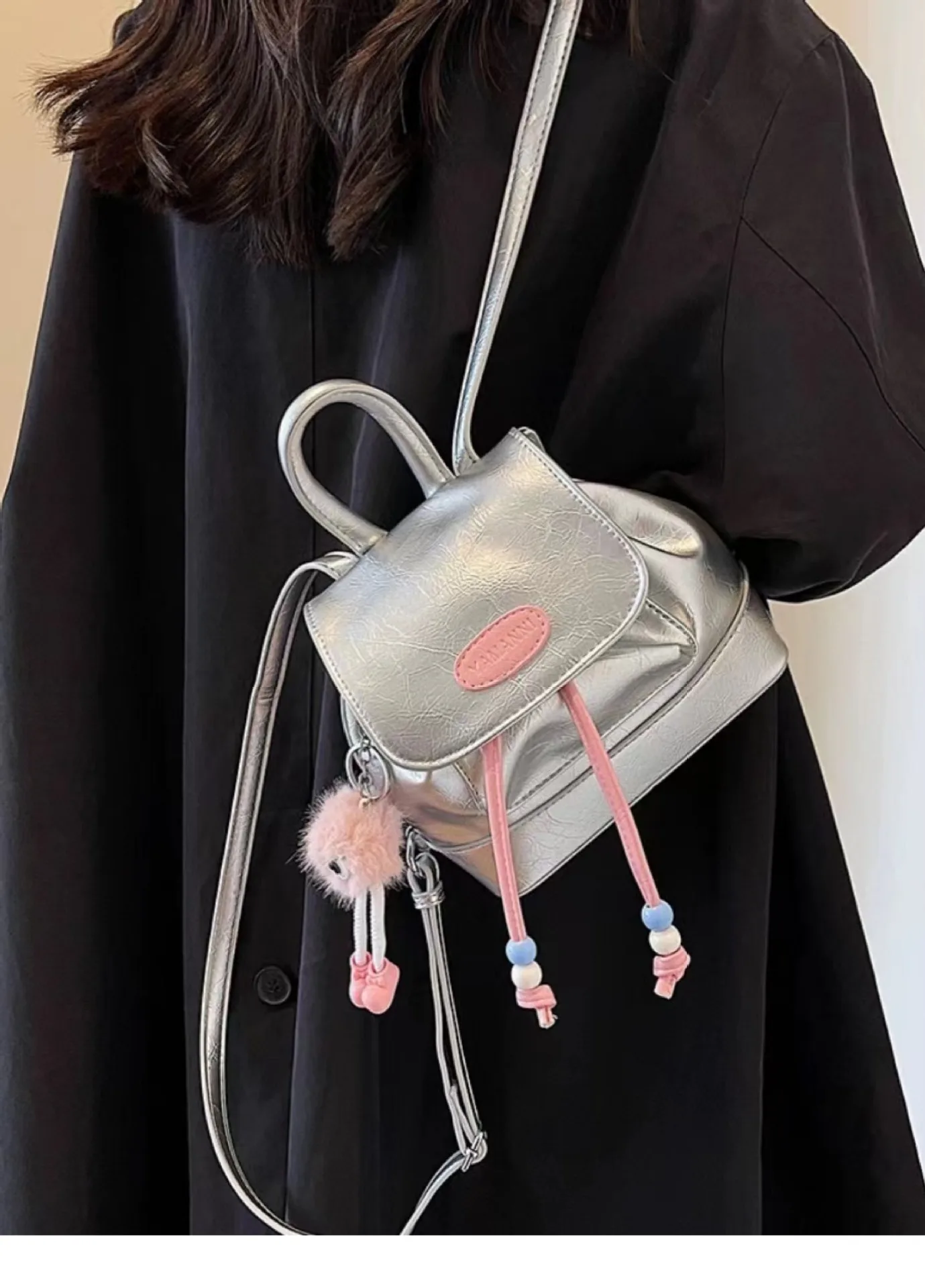 Retro Versatile Denim Patchwork Backpack 2024 Summer New Student Cute Plush Fashion Trend Solid Backpack Travel Bag for Girls
