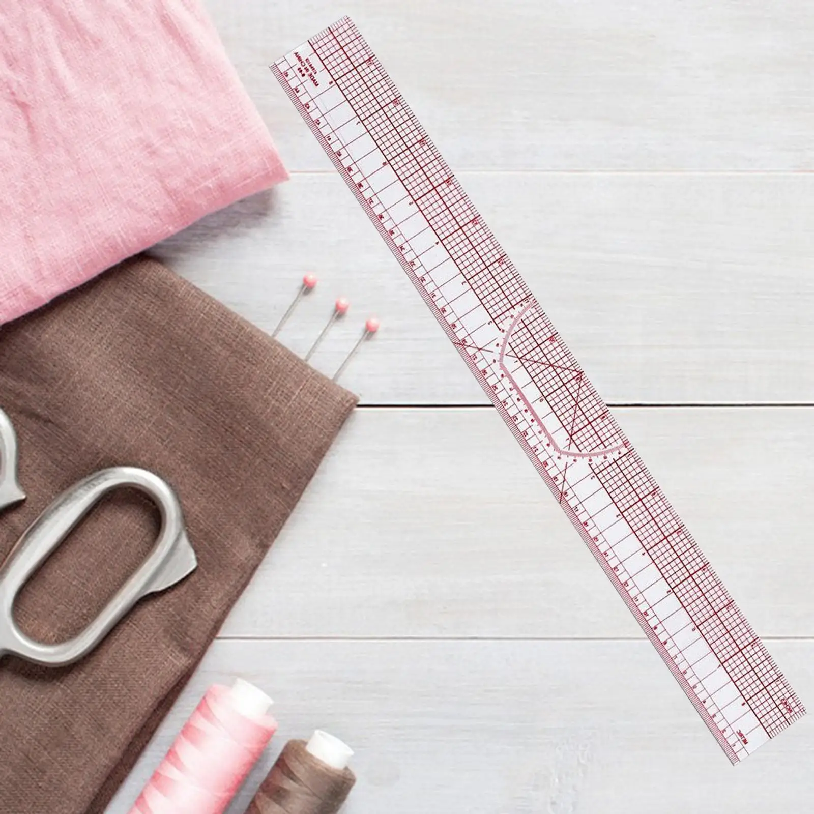 Grading Ruler 18 Inch Multifuctional Built in Scale Transparent Tailor Ruler for