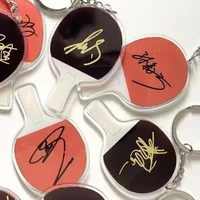 Chinese Table Tennis Racket Signature Keychain Table Tennis Souvenir Pendant Wang Chuqin Sun Yingsha Art Signature Cute Keychain 1