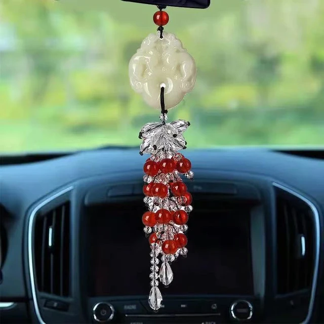 Auto Rückspiegel Hängen Zubehör Künstliche Kristall Blume Charme Anhänger  Ornamente Glück Auto Innen Dekoration Decor - AliExpress