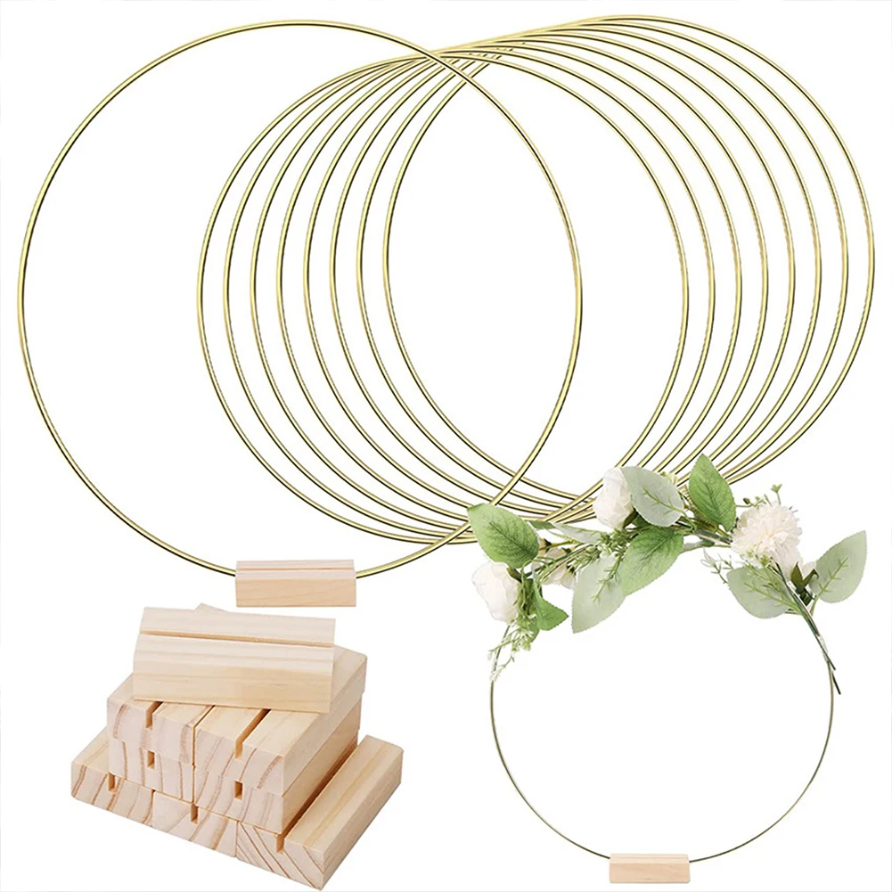 

10Pcs 12 Inch Metal Floral Hoops Centerpiece With Stands Wreath Hoop Rings for DIY Wedding Table Decorations Wall Hanging Crafts