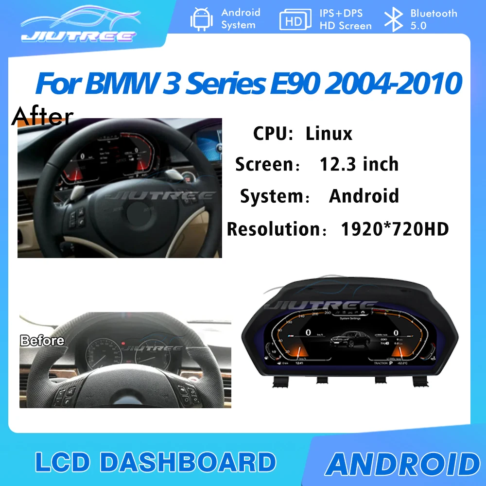 12.3 Polegada para bmw série 5 série 3 e90 e91 2004 2010 digital painel