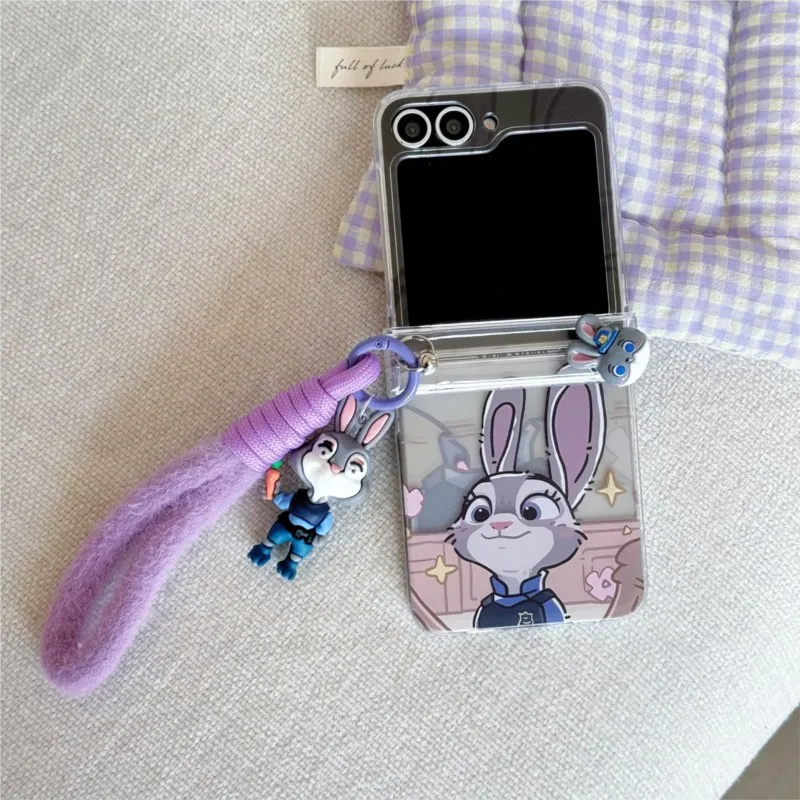 Rope Strap Rabbit & Fox Cartoon Shockproof Phone Case with Doll Pendant