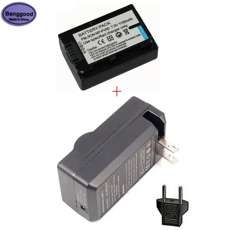 

7.2V 1150mAh NP-FV50 NPFV50 Camera Battery + AC Charger For Sony NP-FV30 NP-FV40 HDR-CX150E CX170 XR150 XR350 XR550