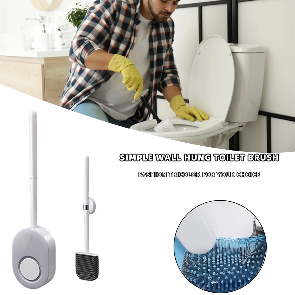 

Toilet Brush Soft Silicone Bristles Flexible Brush Head Cleaning Tools Wc Cleaner Bathroom Accessories Quick Drying Holder